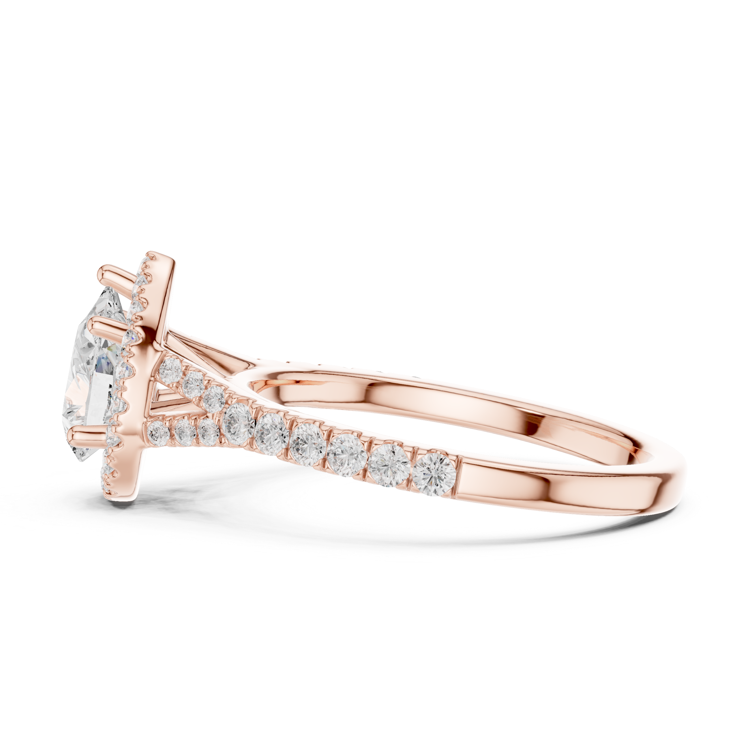 Pear Cut Halo Engagement Ring with Pavé Diamond Band