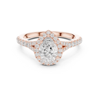 Pear Cut Halo Engagement Ring with Pavé Diamond Band