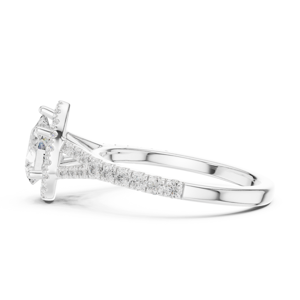 Pear Cut Halo Engagement Ring with Pavé Diamond Band