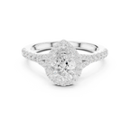 Pear Cut Halo Engagement Ring with Pavé Diamond Band