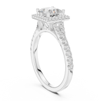 Princess Cut Halo Engagement Ring with Pavé Diamond Band