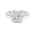 Princess Cut Halo Engagement Ring with Pavé Diamond Band