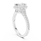 Radiant Cut Halo Engagement Ring with Pavé Diamond Band