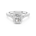 Radiant Cut Halo Engagement Ring with Pavé Diamond Band