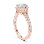 Round Cut Halo Engagement Ring with Pavé Diamond Band