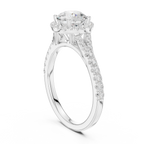 Round Cut Halo Engagement Ring with Pavé Diamond Band