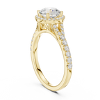 Round Cut Halo Engagement Ring with Pavé Diamond Band