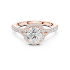 Round Cut Halo Engagement Ring with Pavé Diamond Band