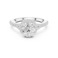 Round Cut Halo Engagement Ring with Pavé Diamond Band