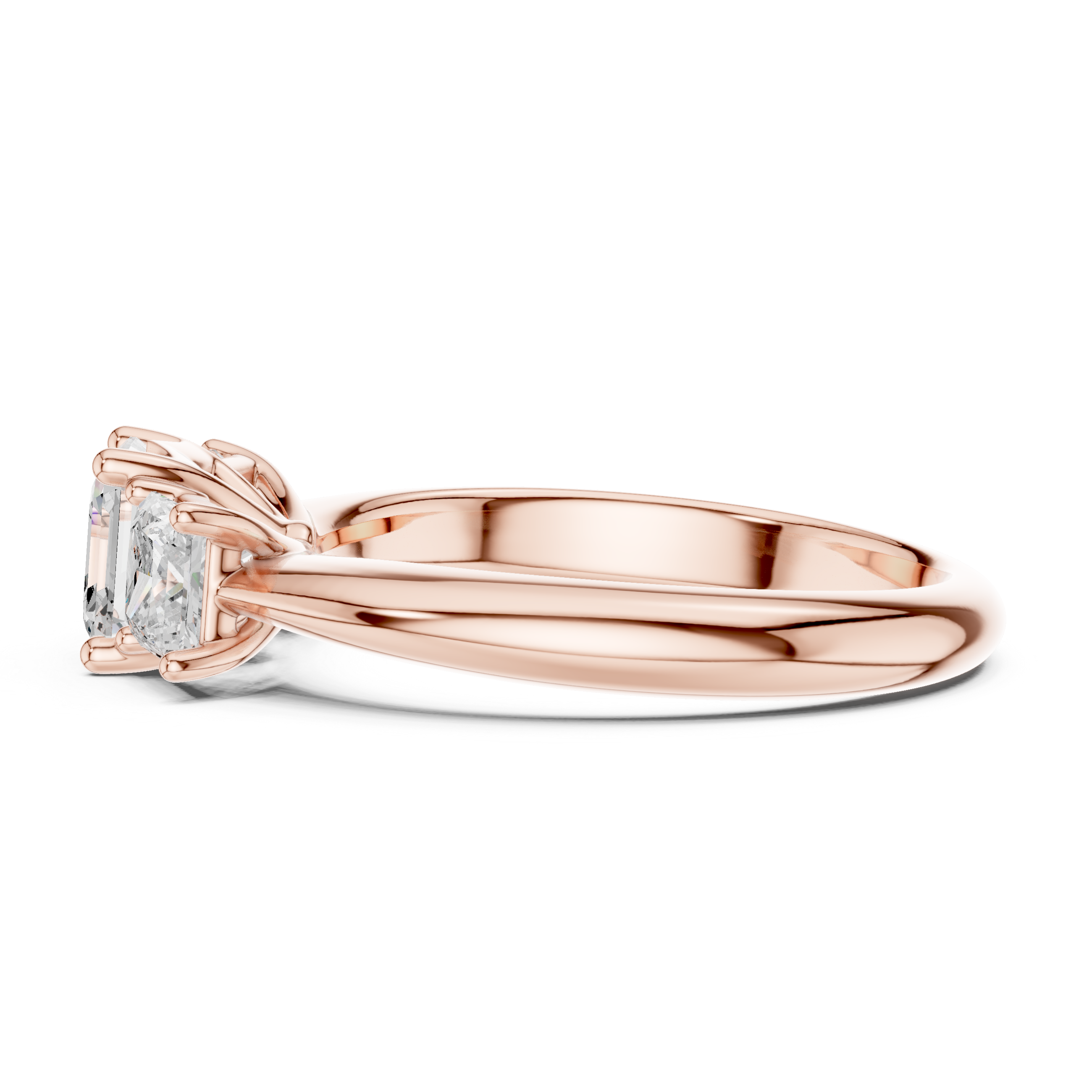 Asscher & Princess Three-Stone Diamond Engagement Ring