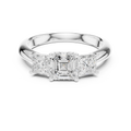 Asscher & Princess Three-Stone Diamond Engagement Ring