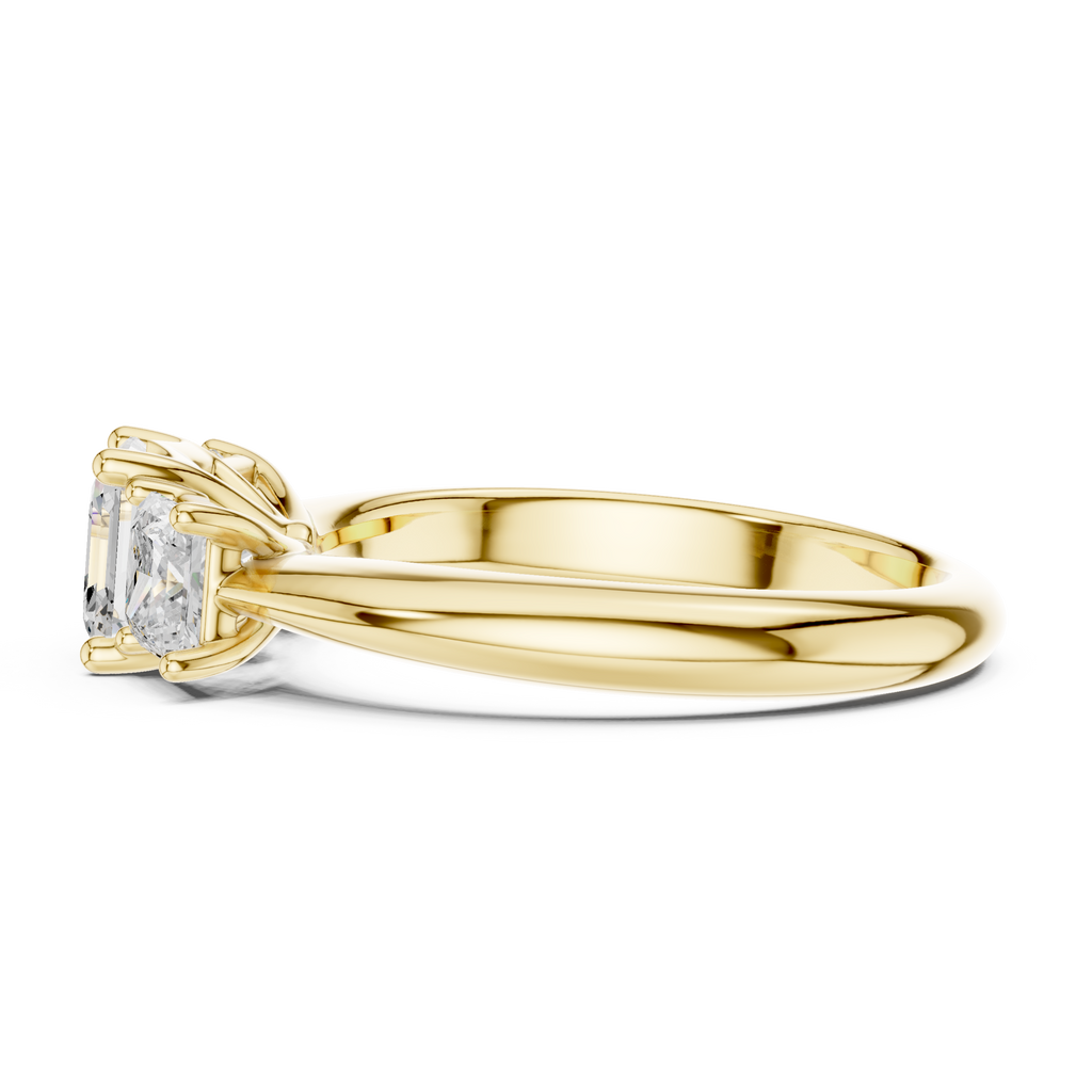Asscher & Princess Three-Stone Diamond Engagement Ring