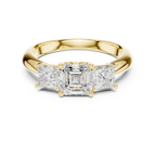 Asscher & Princess Three-Stone Diamond Engagement Ring