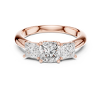 Cushion & Princess Three-Stone Diamond Engagement Ring