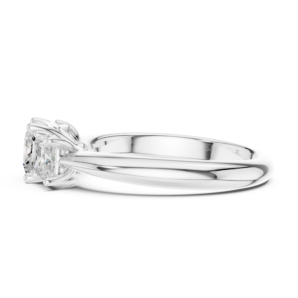 Cushion & Princess Three-Stone Diamond Engagement Ring