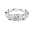 Cushion & Princess Three-Stone Diamond Engagement Ring
