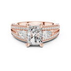 Radiant Cut Diamond & Pear Side Stone Engagement Ring
