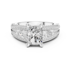 Radiant Cut Diamond & Pear Side Stone Engagement Ring