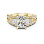Radiant Cut Diamond & Pear Side Stone Engagement Ring