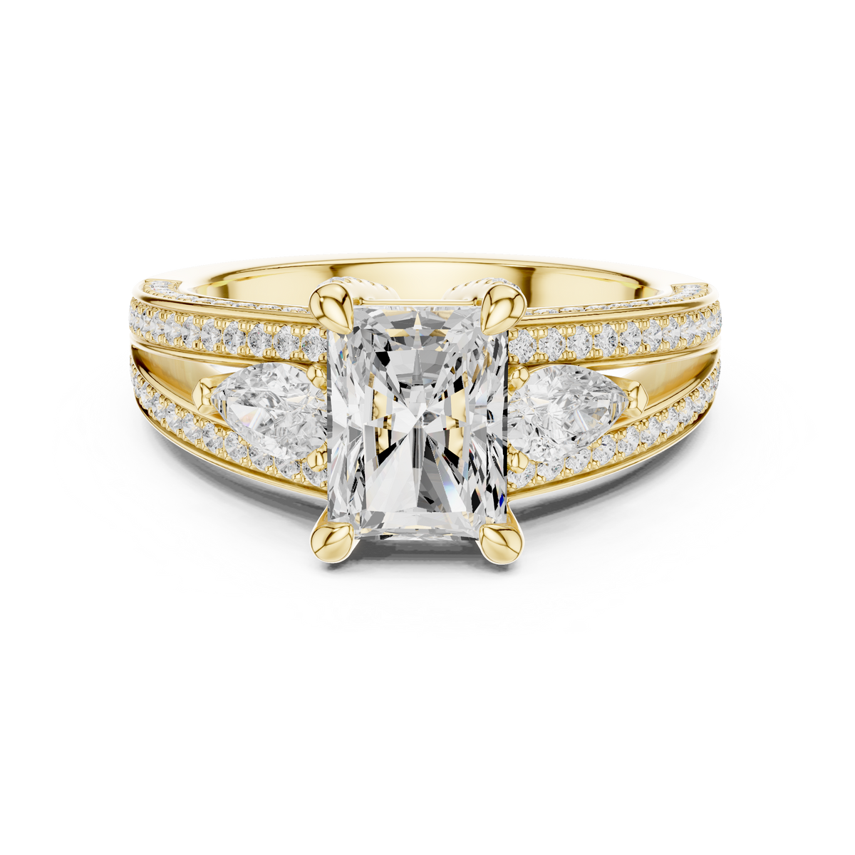 Radiant Cut Diamond & Pear Side Stone Engagement Ring – view 5 of 6, lab grown diamond ring | Jewelix Atelier