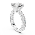 Cushion Cut Eternity Engagement Ring with Double Row Diamond Band