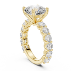 Cushion Cut Eternity Engagement Ring with Double Row Diamond Band