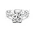 Cushion Cut Eternity Engagement Ring with Double Row Diamond Band