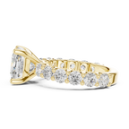 Cushion Cut Eternity Engagement Ring with Double Row Diamond Band