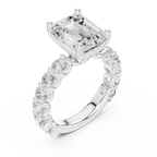 Emerald Cut Eternity Engagement Ring with Double Row Diamond Band