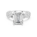 Emerald Cut Eternity Engagement Ring with Double Row Diamond Band