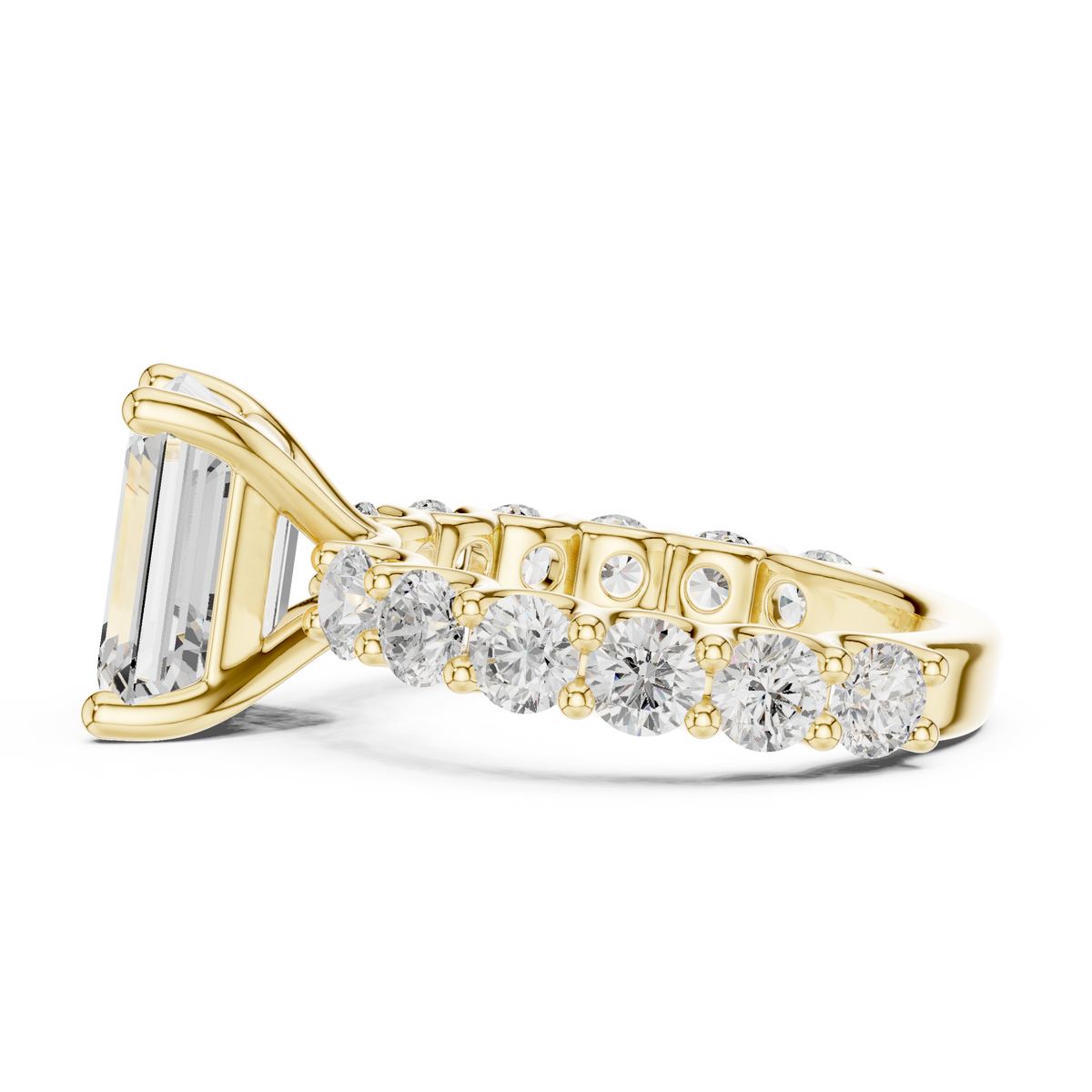 Emerald Cut Eternity Engagement Ring with Double Row Diamond Band – view 12 of 12, lab grown diamond band | Jewelix Atelier