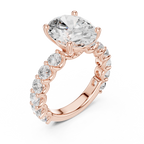 Oval Cut Eternity Diamond Engagement Ring with Double Row Band
