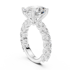 Oval Cut Eternity Diamond Engagement Ring with Double Row Band