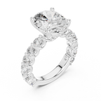 Oval Cut Eternity Diamond Engagement Ring with Double Row Band