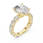 Oval Cut Eternity Diamond Engagement Ring with Double Row Band