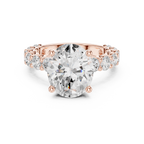 Oval Cut Eternity Diamond Engagement Ring with Double Row Band