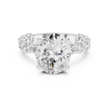 Oval Cut Eternity Diamond Engagement Ring with Double Row Band