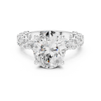 Oval Cut Eternity Diamond Engagement Ring with Double Row Band