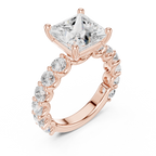 Princess Cut Diamond Eternity Engagement Ring with Shared Prong Band