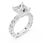 Princess Cut Diamond Eternity Engagement Ring with Shared Prong Band