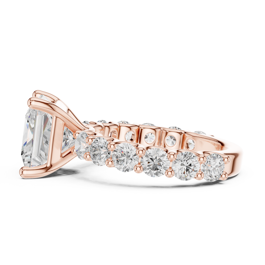 Princess Cut Diamond Eternity Engagement Ring with Shared Prong Band