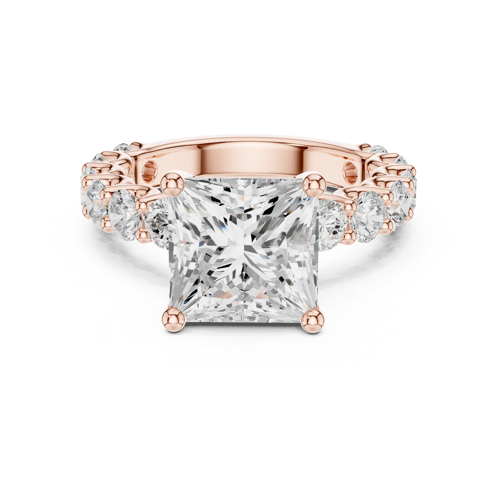 Princess Cut Diamond Eternity Engagement Ring with Shared Prong Band