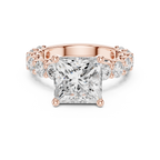 Princess Cut Diamond Eternity Engagement Ring with Shared Prong Band
