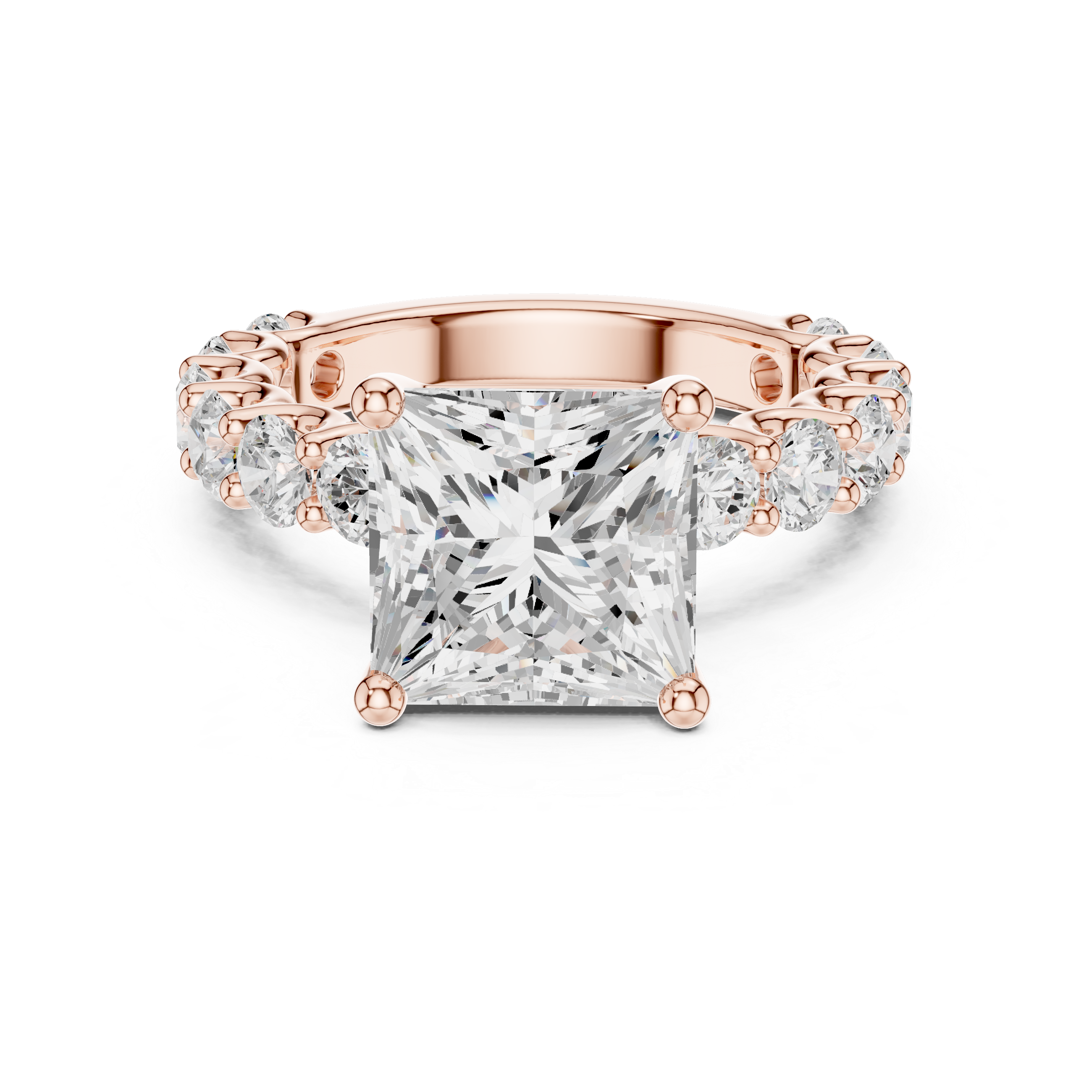 Princess Cut Diamond Eternity Engagement Ring with Shared Prong Band