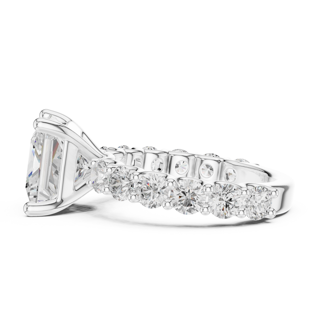 Princess Cut Diamond Eternity Engagement Ring with Shared Prong Band