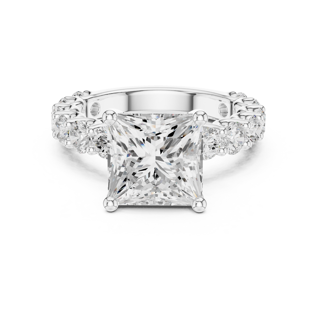 Princess Cut Diamond Eternity Engagement Ring with Shared Prong Band