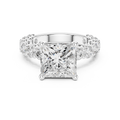 Princess Cut Diamond Eternity Engagement Ring with Shared Prong Band