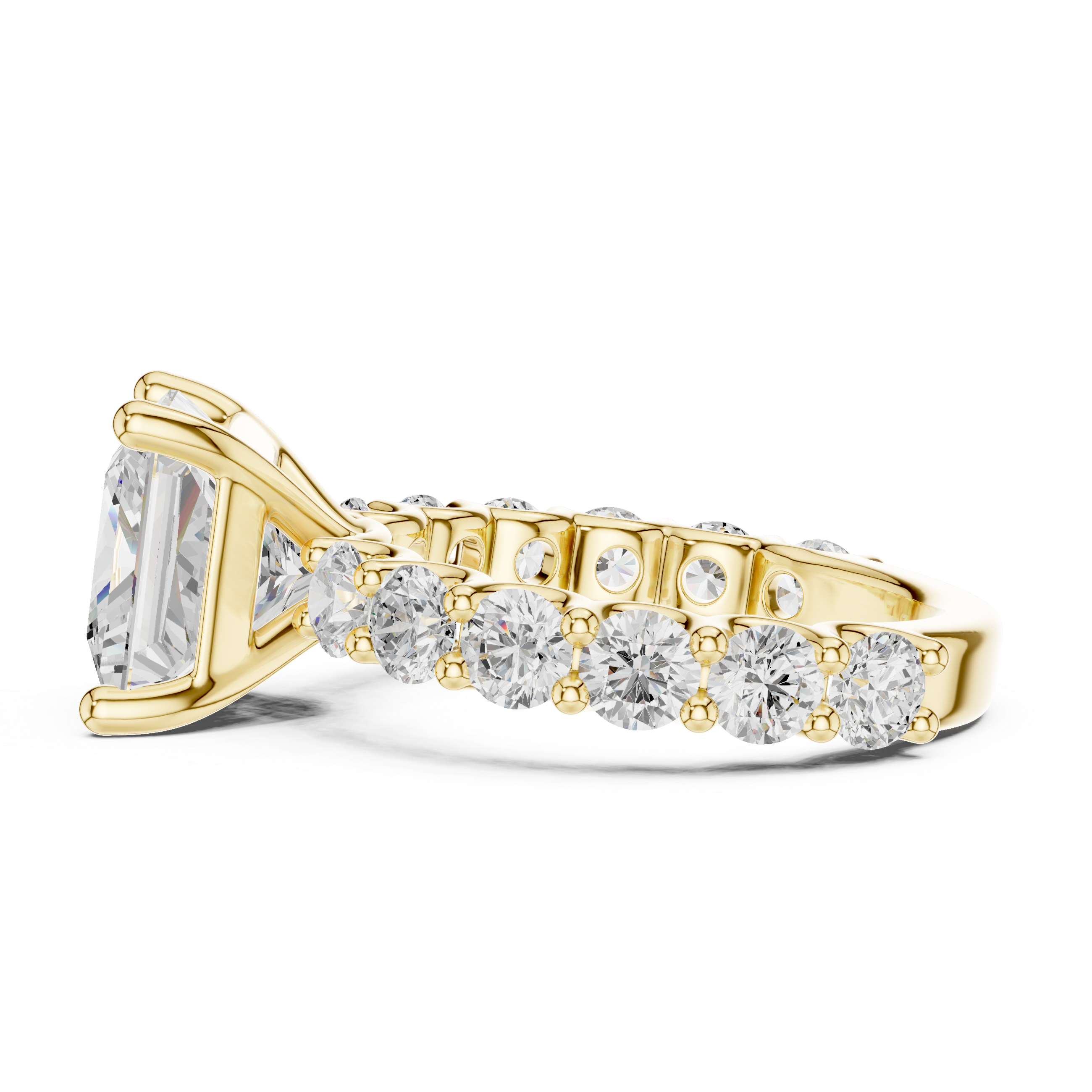 Princess Cut Diamond Eternity Engagement Ring with Shared Prong Band