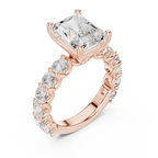Radiant Cut Diamond Eternity Engagement Ring with Shared Prong Band