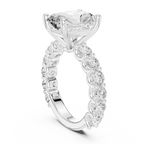 Radiant Cut Diamond Eternity Engagement Ring with Shared Prong Band